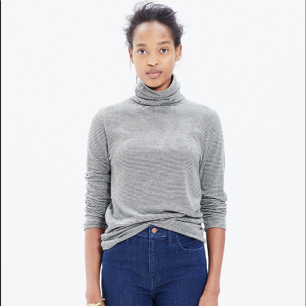 Madewell Slim Turtleneck Top in Stripe M